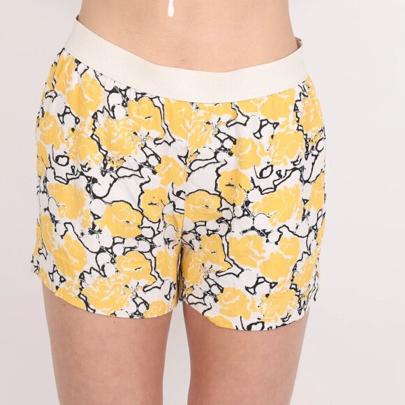 Samsoe Samsoe Nessie Shorts Womens Size XS Yellow White Floral Pockets Elastic - Picture 1 of 9